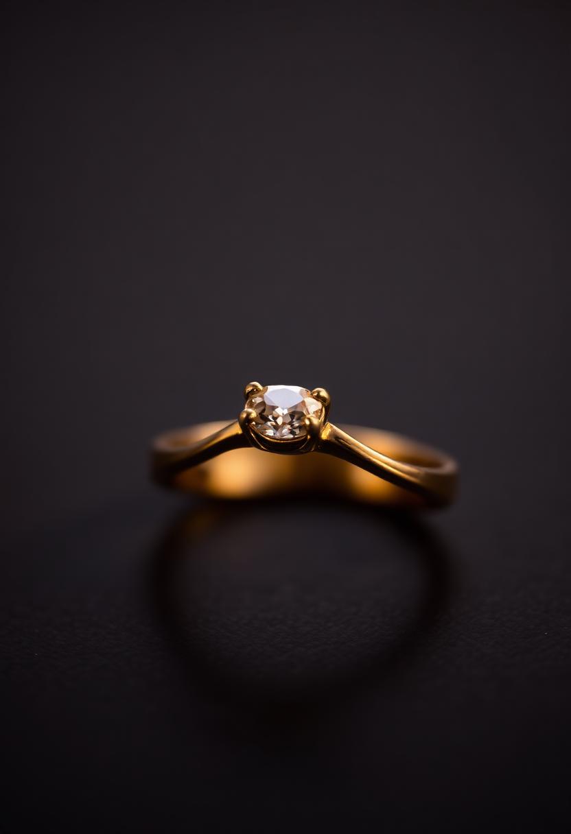 Anel solitário dourado